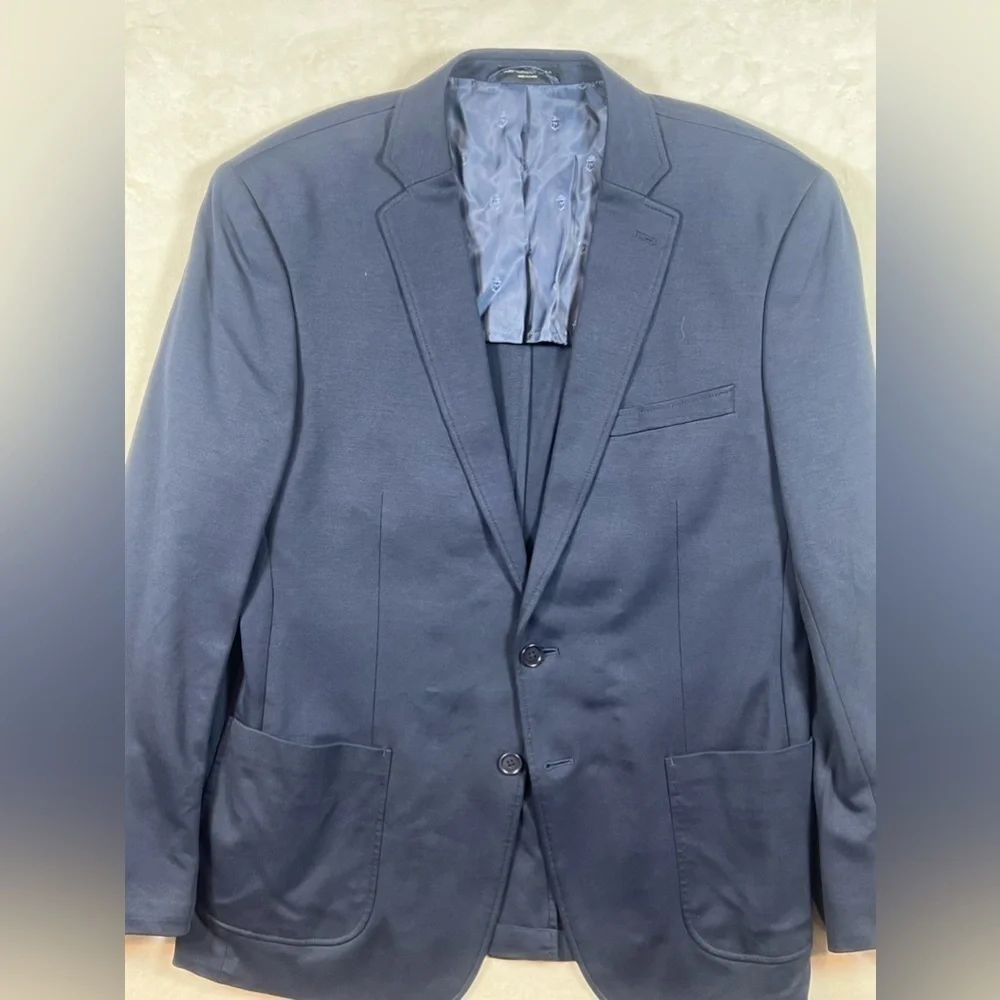 John Varvatos 44R Navy Unstructured Soft Cotton Blend Casual Sport Coat Blazer